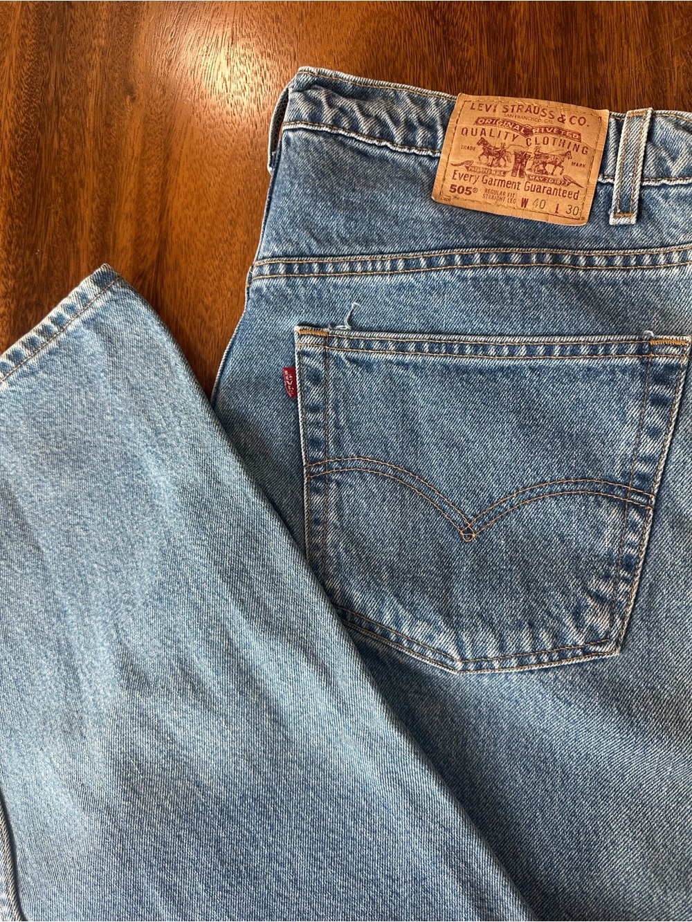 Vintage 90s Levi's 505 Black Batwing Regular Fit  Straight Leg Jeans 40x30 1998